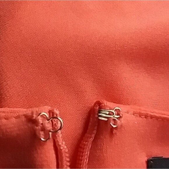 Attention Deep Coral 70s  80s 90s Style Body Con Dress Tiger Stripe Sash size XS - Picture 12 of 12